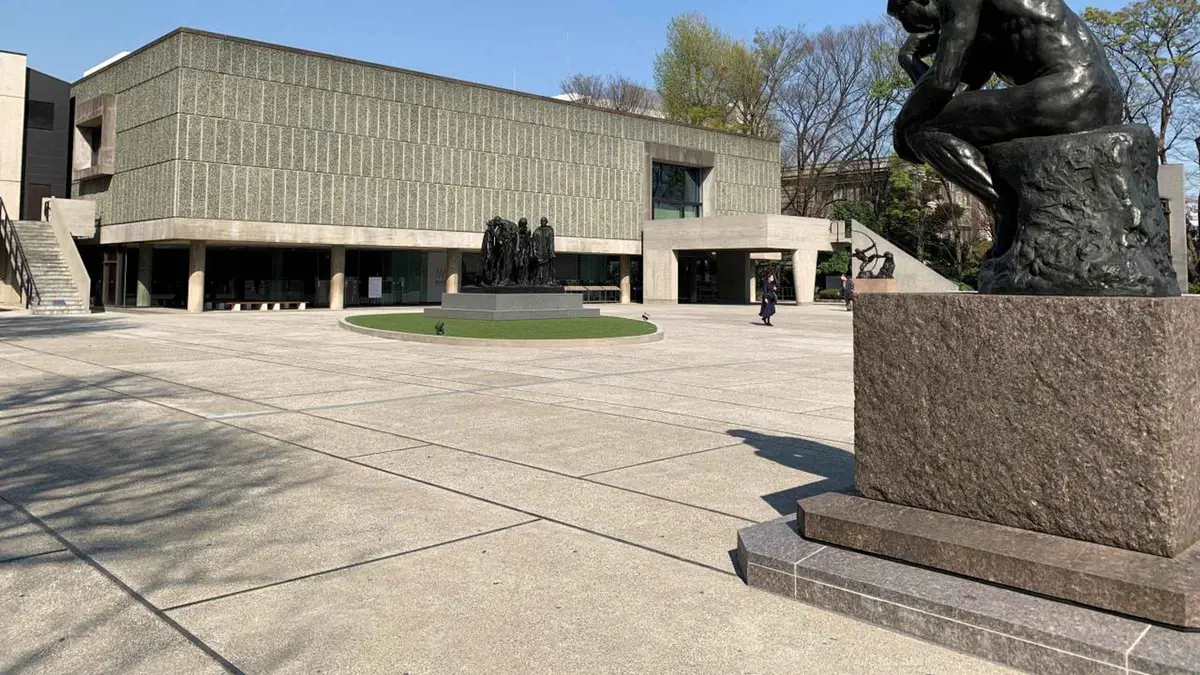 Rodin sculptures outside the National Museum of Western Art, a UNESCO-listed stop among museums in Tokyo
